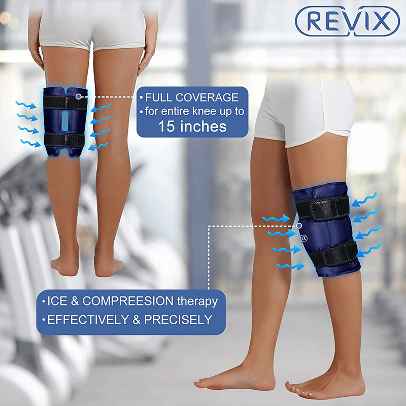 Products REVIX XL Knee Ice Pack Wrap Around Entire Knee After Surgery, Reusable Gel Cold Pack for Knee Pain Relief