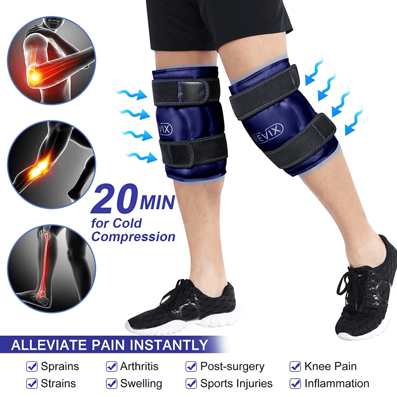 REVIX XL Knee Ice Pack Wrap Around Entire Knee After Surgery, Reusable Gel Cold Pack for Knee Pain Relief