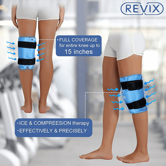 REVIX XL Knee Ice Pack Wrap Around Entire Knee After Surgery, Reusable Gel Cold Pack for Knee Pain Relief