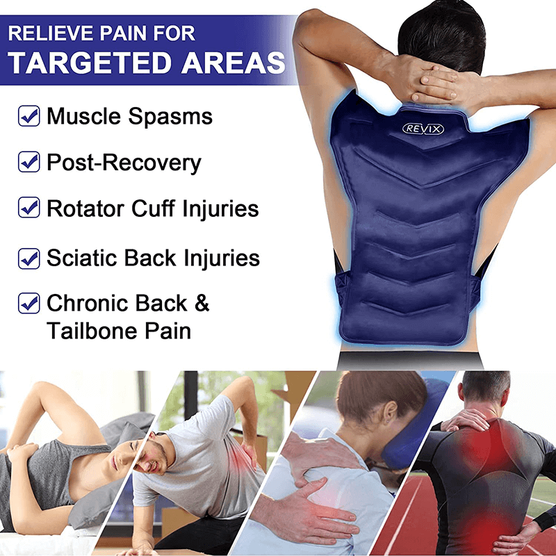 REVIX Large Ice Pack for Shoulder and Back Injuries Reusable, Full Back Ice Pack Wrap Pain Relief