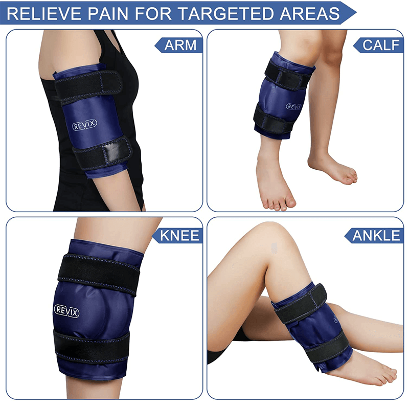 Products REVIX XL Knee Ice Pack Wrap Around Entire Knee After Surgery, Reusable Gel Cold Pack for Knee Pain Relief