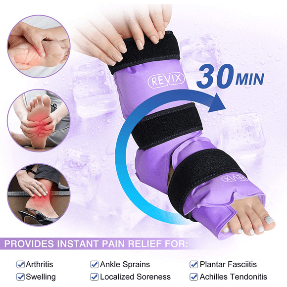 REVIX Ankle Ice Pack Wrap for Ankle Injuries with Reusable Gel
