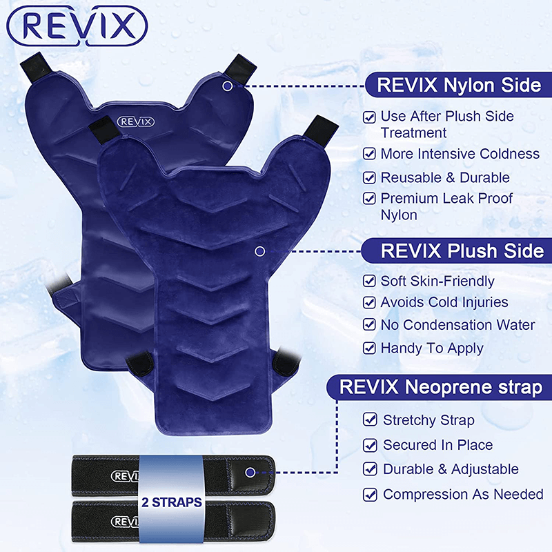 REVIX Large Ice Pack for Shoulder and Back Injuries Reusable, Full Back Ice Pack Wrap Pain Relief Blue