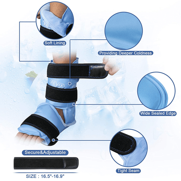 REVIX Ankle Ice Pack Wrap for Ankle Injuries with Reusable Gel