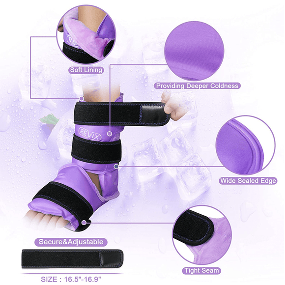 REVIX Ankle Ice Pack Wrap for Ankle Injuries with Reusable Gel