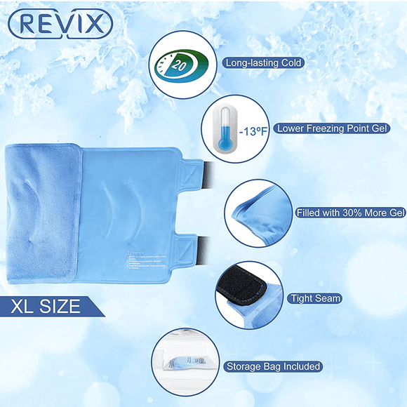REVIX XL Knee Ice Pack Wrap Around Entire Knee After Surgery, Reusable Gel Cold Pack for Knee Pain Relief