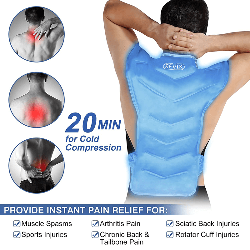 REVIX Large Ice Pack for Shoulder and Back Injuries Reusable, Full Back Ice Pack Wrap Pain Relief