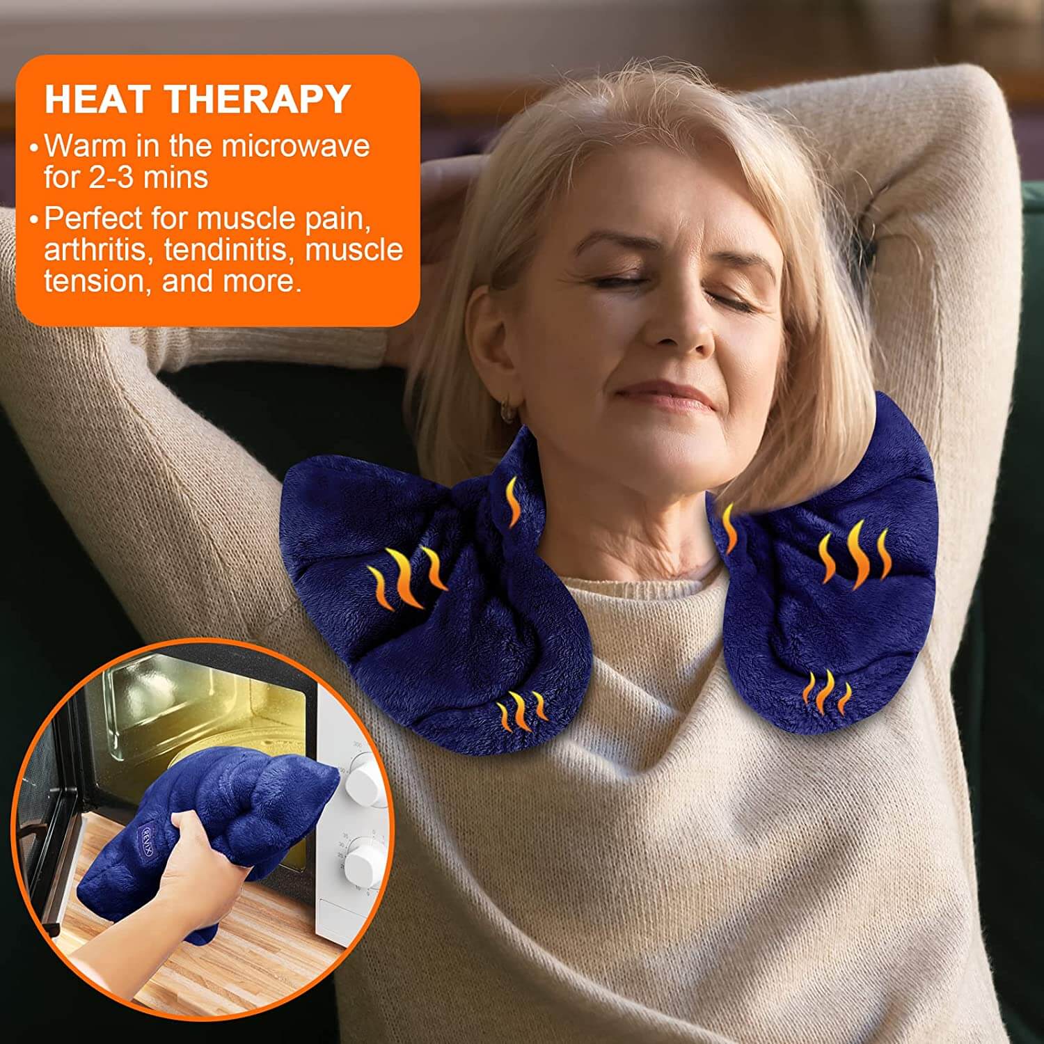 REVIX Microwave Heating Pad for Neck and Shoulders Heated Neck Wrap for Back Pain Relief