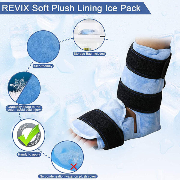 REVIX Ankle Ice Pack Wrap for Injuries Reusable Gel Foot Cold Pack for Achilles Tendonitis, Plantar Fasciitis and Sprained Ankles or Feet Pain Relief