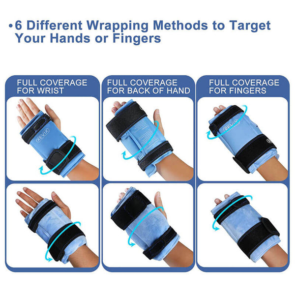 REVIX Wrist Ice Pack Wrap for Instant Hand Pain Relief, Treatment of Carpal Tunnel and Hand Thumb, Hand Support Brace Cold Compress Therapy Refreezable, 2 Packs