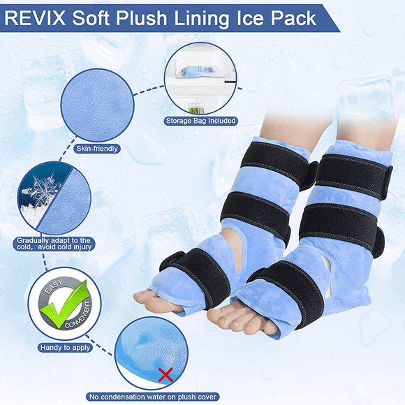 REVIX Ankle Ice Pack Wrap for Ankle Injuries with Reusable Gel