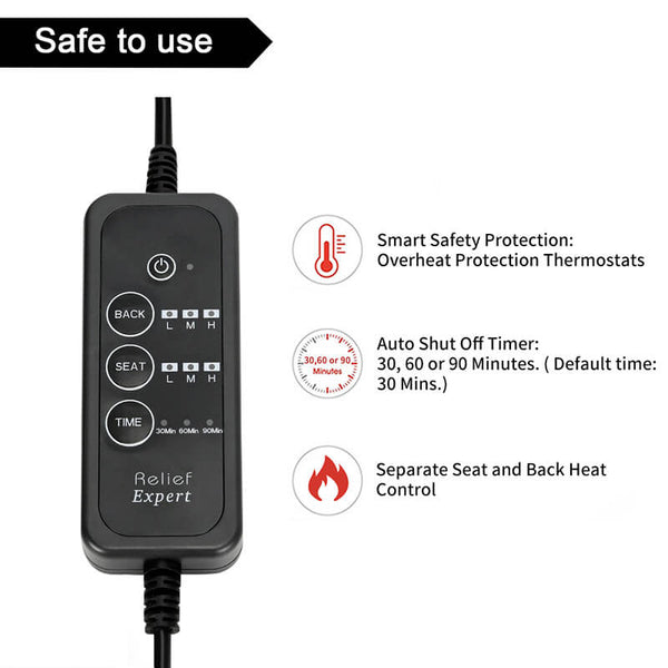 Relief Expert Car Seat Heater Warmer, Heated Seat Cover with Auto Shut Off, Smart Safety Protection, Universal Fit