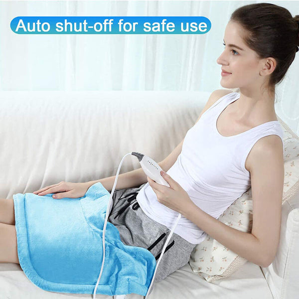 REVIX Electric Heating Pad for Neck and Shoulders Pain Relief with Auto-Off, Soft Micromink Neck Heated Wrap with Moist Therapy, 4 Heat Settings, UL Listed, Sky Blue