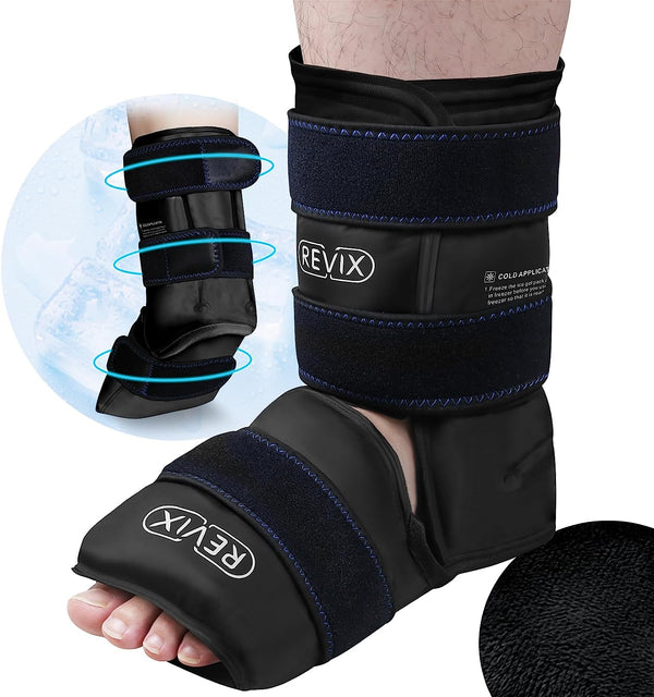 REVIX Ankle Ice Pack for Foot Swelling, Reusable Gel Ice Pack Wrap
