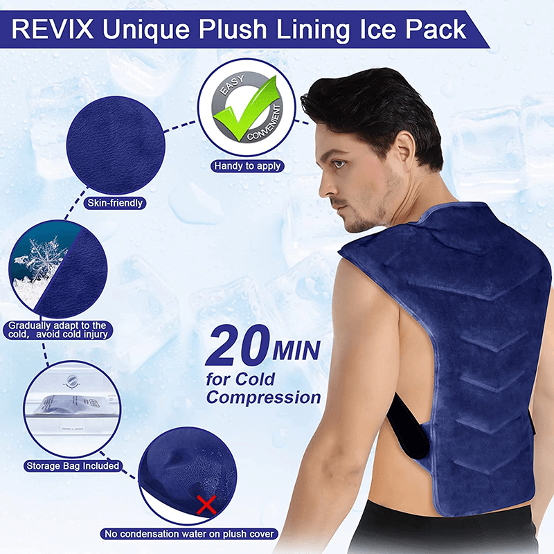 REVIX Large Ice Pack for Shoulder and Back Injuries Reusable, Full Back Ice Pack Wrap Pain Relief